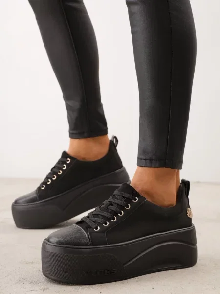 Sneakerși Vices cu platformă cu aplicații negru