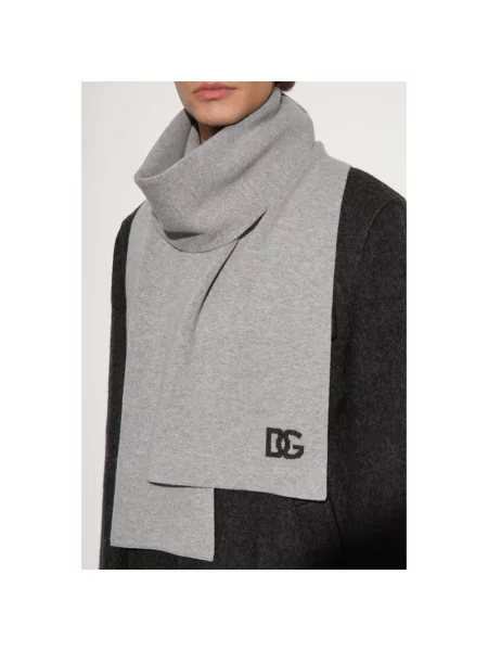 Szal Dolce And Gabbana z kaszmiru z logo szara