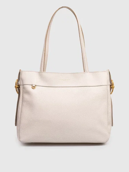 Шкіряна сумка-тоут Selena Gianni Chiarini бежева