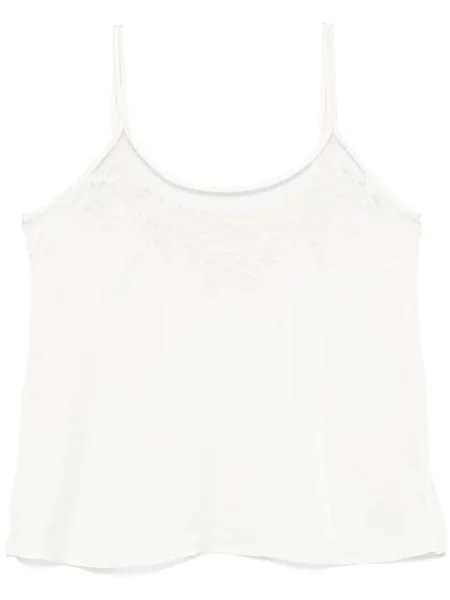Top Twinset cu broderie din satin alb
