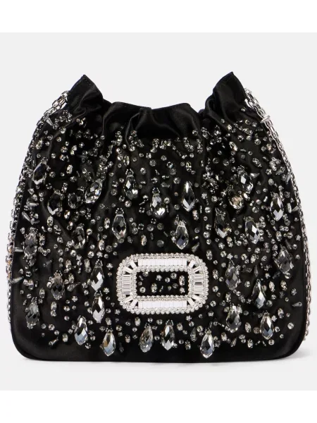 Satenast torbica Roger Vivier črna
