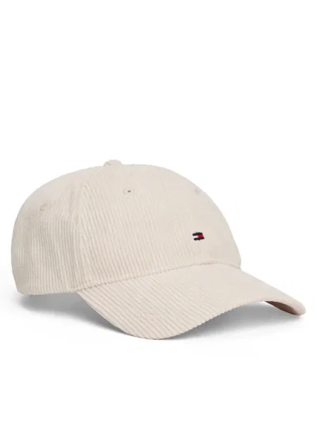 Tommy Hilfiger Шапка с козирка Th Flag 6 Panel Cord Cap Екрю бежово