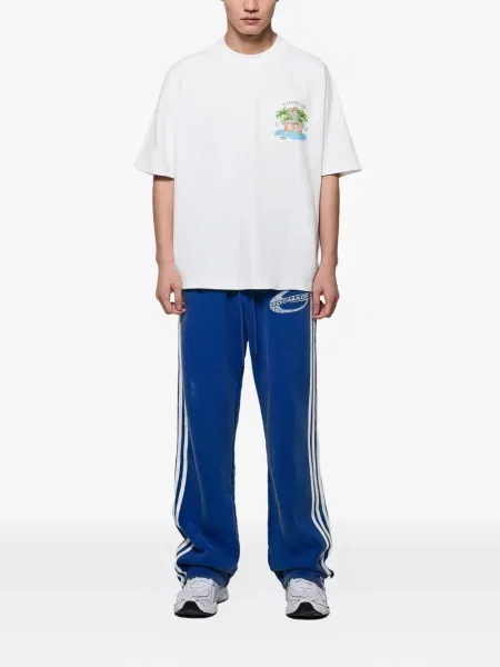 Pantaloni Godmade cu dungi alergare albastru