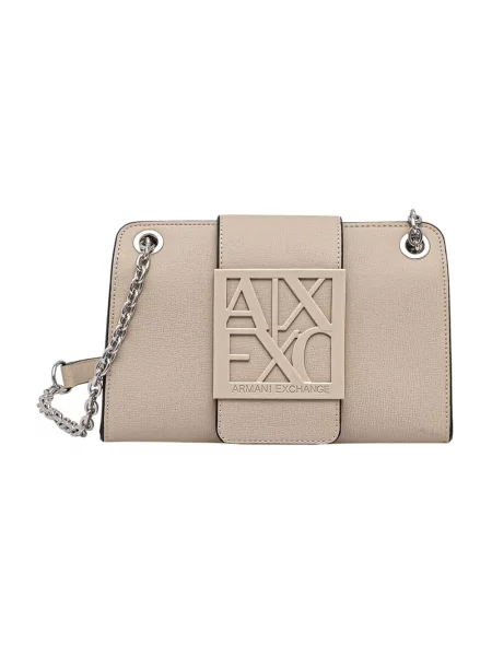 Torebka Armani Exchange skórzana beżowa