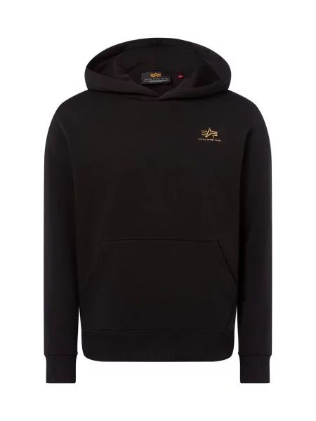 Alpha Industries sweter z kapturem Mężczyźni dresowy jednolity S czarny