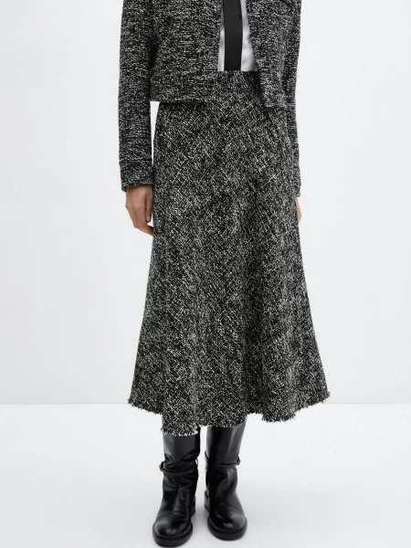 MANGO Laurel Спідниця міді чорний