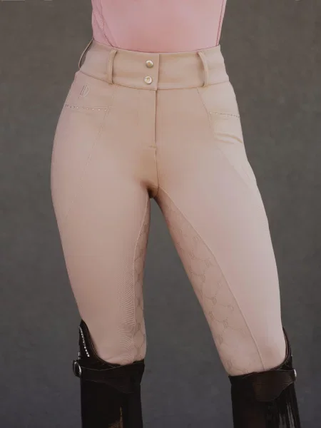 Legginsy jeździeckie z pełnym lejem JD ATTACK Elite beżowe
