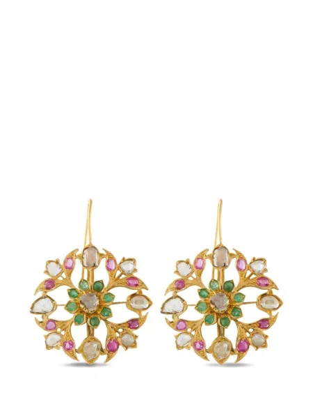 Cercei Lb Exclusive cu model floral cu strasuri auriu