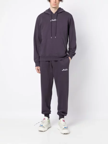 Hanorac cu glugă Off-white cu broderie alb