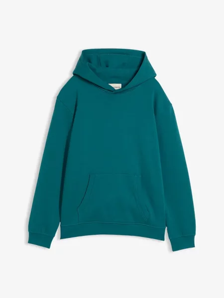 Bluza z kapturem z miękkiej mieszanki bawełny niebieska