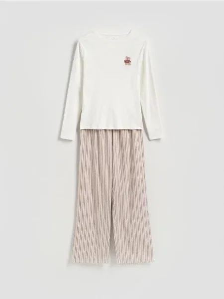 Reserved Pijama din două piese cu adaos de modal bej