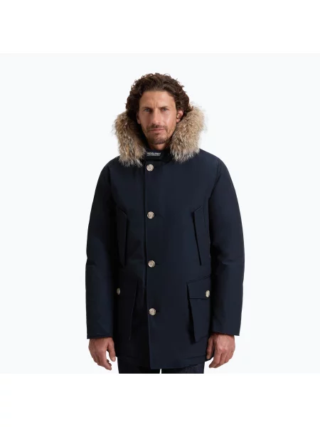 Geacă parka Woolrich cu blană albastru