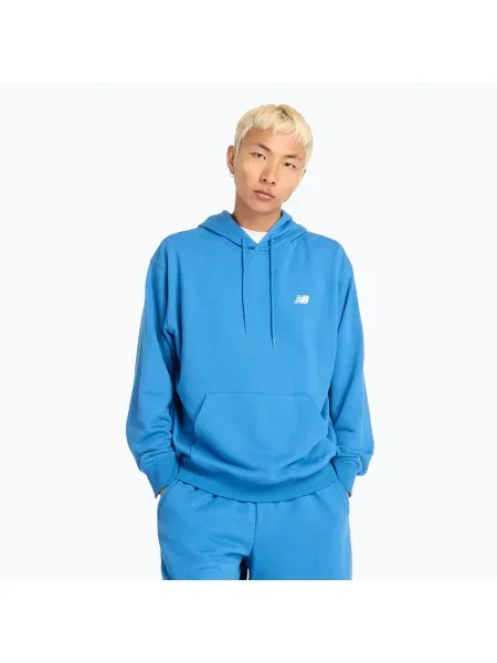 Hanorac cu glugă New Balance din material terry albastru