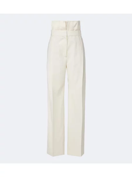 Pantaloni Róhe cu talie înaltă de lână alb