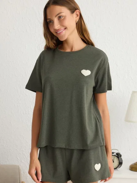 Trendyol Pantaloni scurți verde amestecat alb