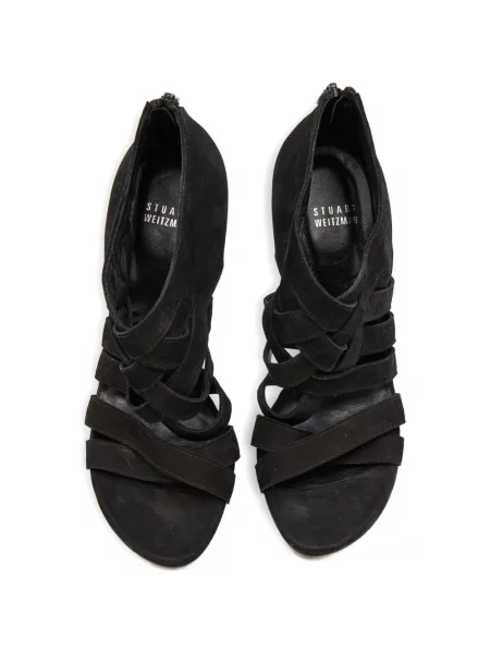 Sandale Stuart Weitzman din piele de căprioară cu bretele negru