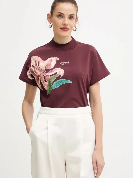 Тениска Guess LILY дамска бордо