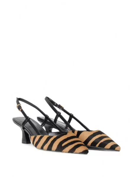 Pantofi cu toc Stuart Weitzman cu imagine slingback cu model zebră maro