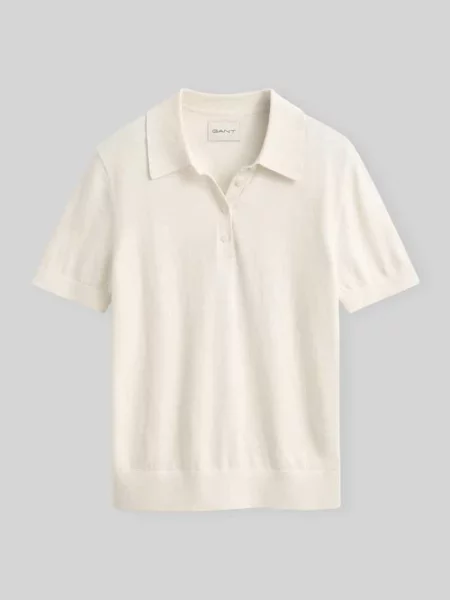 Koszulka polo o kroju regular fit z mieszanki bawełny i kaszmiru Gant biała