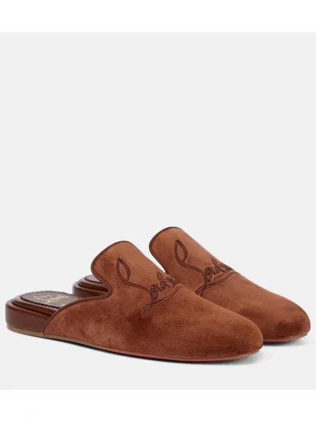 Semišové domáce papuče Christian Louboutin hnedá