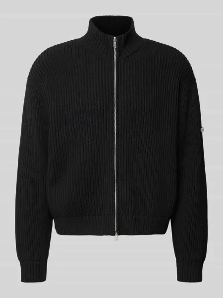 Kardigan rozpinany o kroju relaxed fit z czystej bawełny model L’ATELIER' Reternity czarny