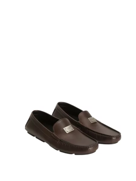 Półbuty Dolce And Gabbana skórzane brązowe
