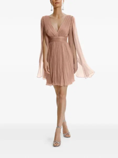 Rochie mini Framboise cu decolteu în V de costum roz