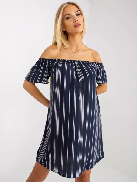 Rochie Fashionhunters cu dungi de costum albastru