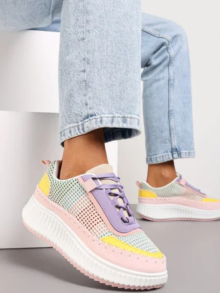 Sneakers roz-mov cu platformă Dimakis roz