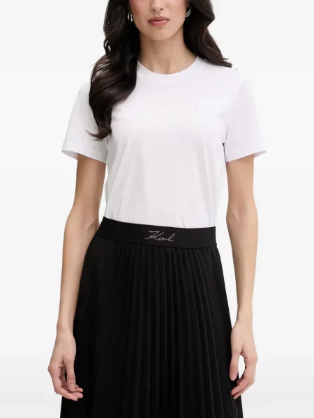 Tricou Karl Lagerfeld cu broderie alb