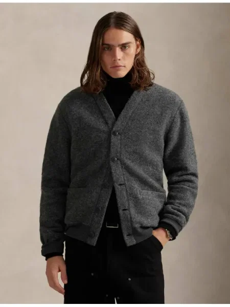 POLO RALPH LAUREN De lână cardigan | Relaxed fit gri