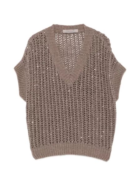 Pulover D.exterior cu paiete maro