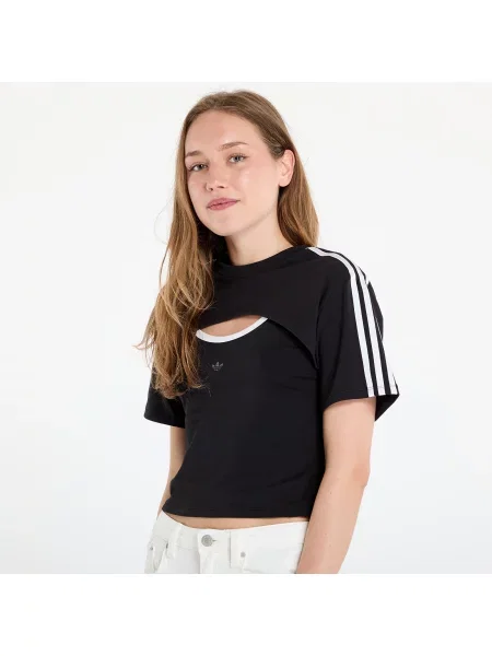 Тениска adidas Originals Cut-Out Tee дамска черно