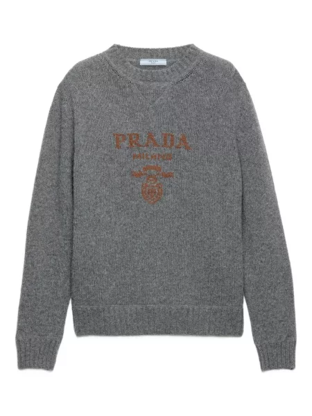 Pulover Prada cu decolteu rotund gri