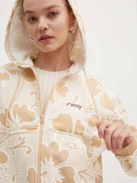 Mikina Roxy RETRO s kapucí vzorovaná oranžová