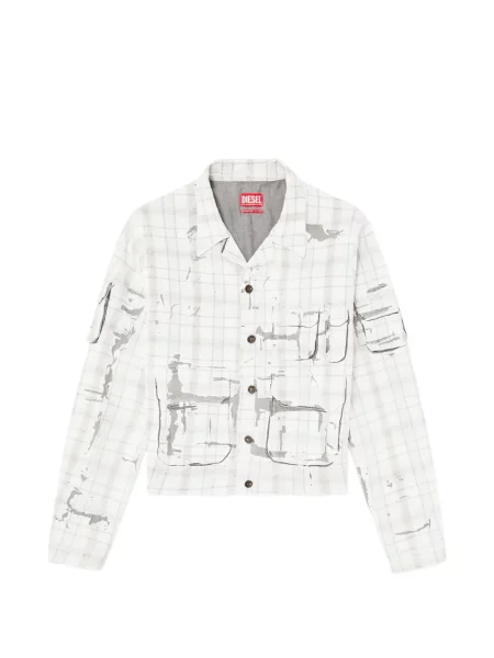 Jachetă cămașă Diesel în carouri alb