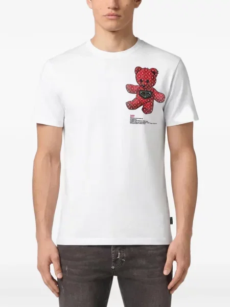 Ursuleț de pluș tricou Philipp Plein din jerseu alb