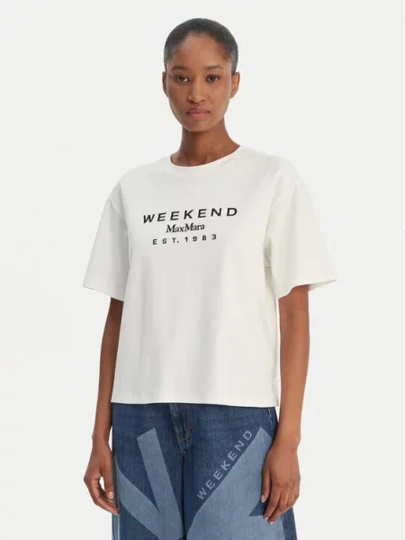 Męski t-shirt o kroju regular fit z czystej bawełny model SABATO' Weekend Max Mara biała