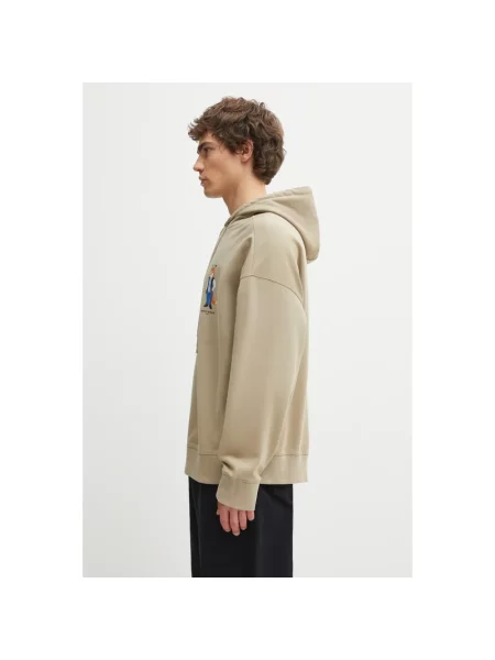 Bluza z kapturem Maison Kitsune z kapturem brązowa