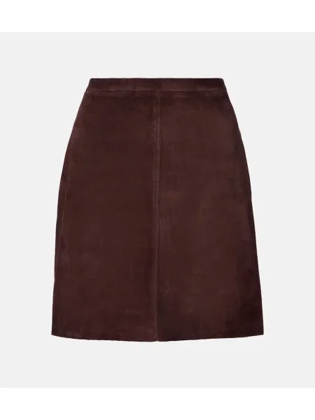 Fustă Stouls din piele de căprioară maro