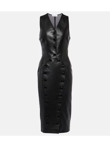 Rochie midi Alaïa din piele până la genunchi de costum negru