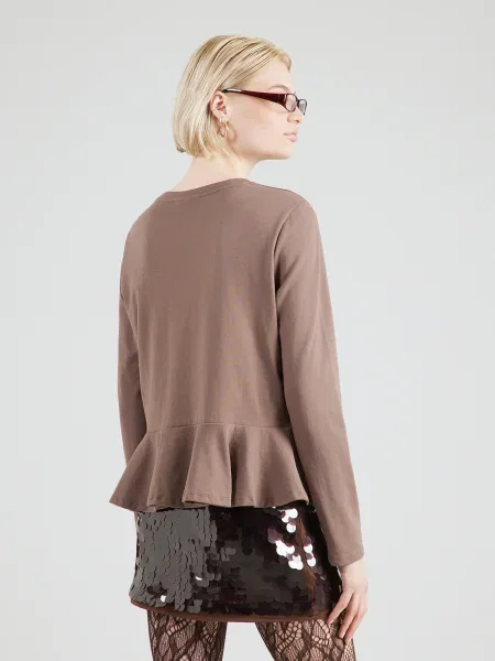 PIECES Marškinėliai PCDANILLA PEPLUM' ruda