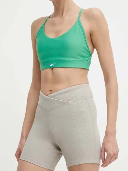 Kratke hlače za jogu Reebok Lux Collection bez uzorka srednje visoki struk siva