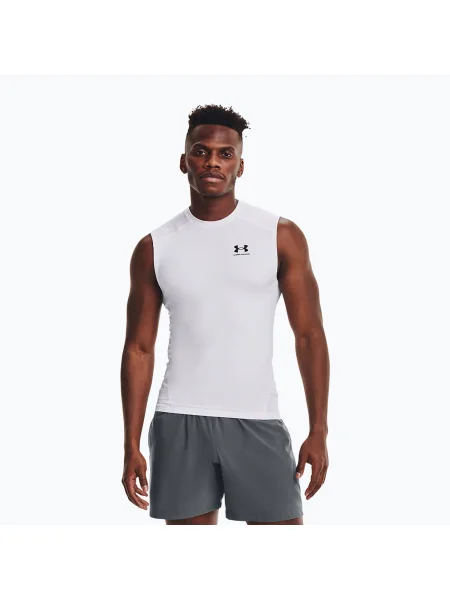 Pantaloni cu mânecă lungă de antrenament pentru bărbați Under Armour Ua HG Armour Comp LS alb/negru alb