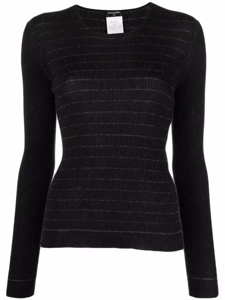 Pletený top Chanel Pre-owned šedý