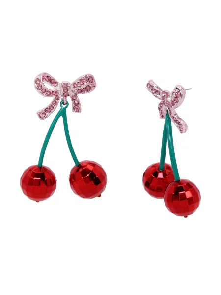 Betsey Johnson Cercei Sweetheart verde jad / roz eozină roșu