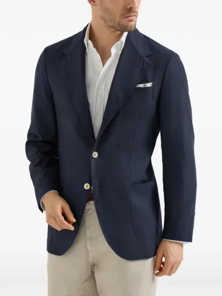 Μπλέιζερ Brunello Cucinelli κασμίρ τσέπες patch μπλε