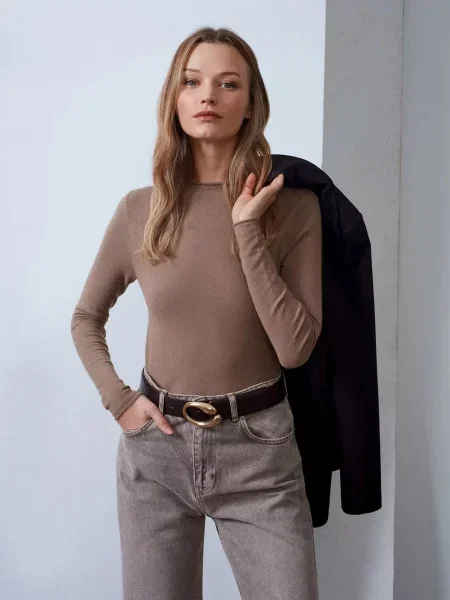 Dilvin Pulover Pullover moka smeđa
