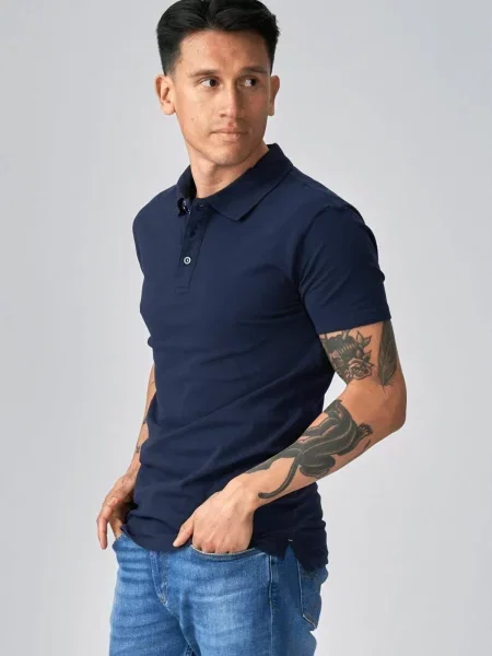 TEESHOPPEN Košile Muscle Polo námořnická modř