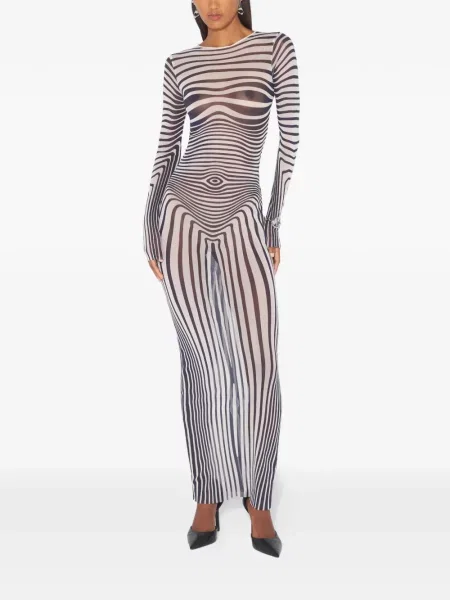 Rochie maxi Jean Paul Gaultier cu dungi lungă de costum alb